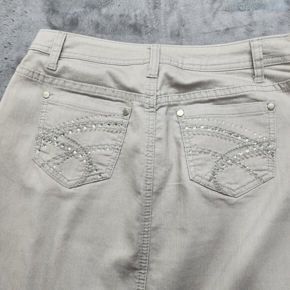 Christopher & Banks Skirt Womens 6P PETITE Light Gray Midi Pencil Stretch Denim - Picture 5 of 9